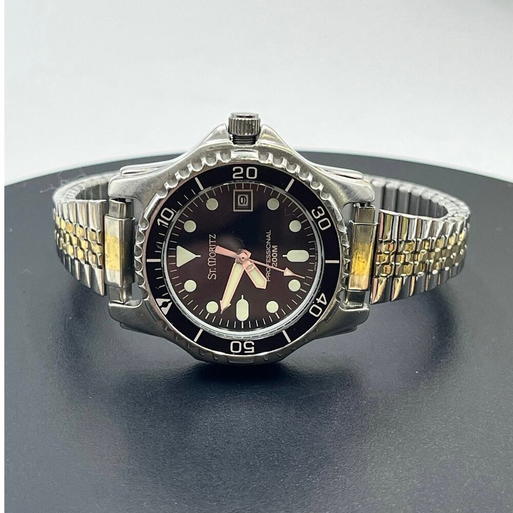 St. Moritz 34mm‎ Professional Divers 200m Quartz Date Illuminating Watch Works